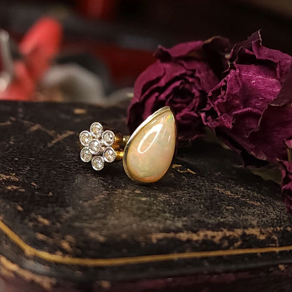 Opal "Flower Petal" and Diamond "Flowerette" Ring