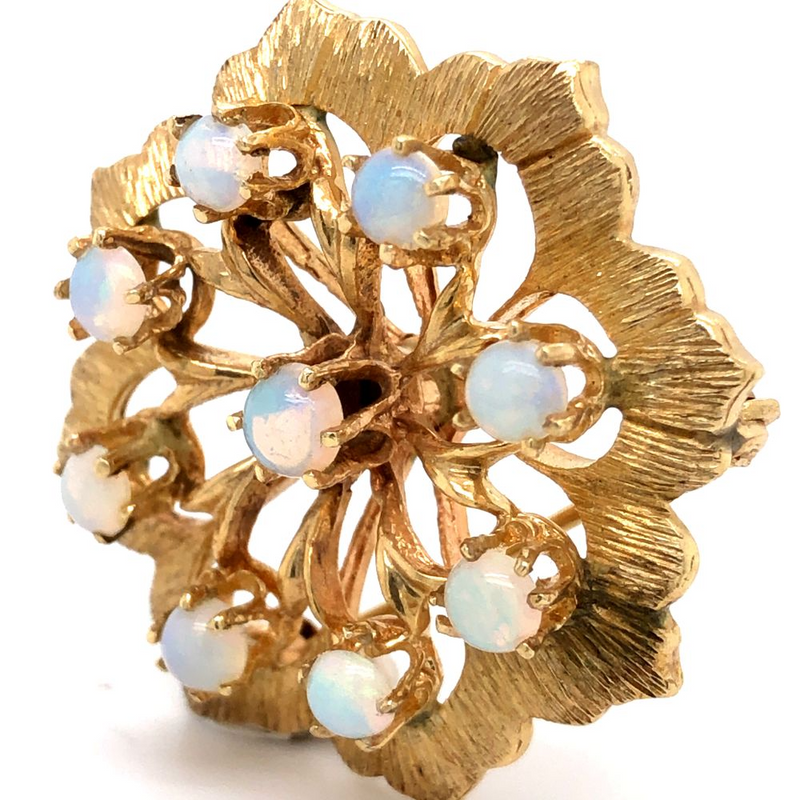 Genuine Opal and Yellow Gold Brooch