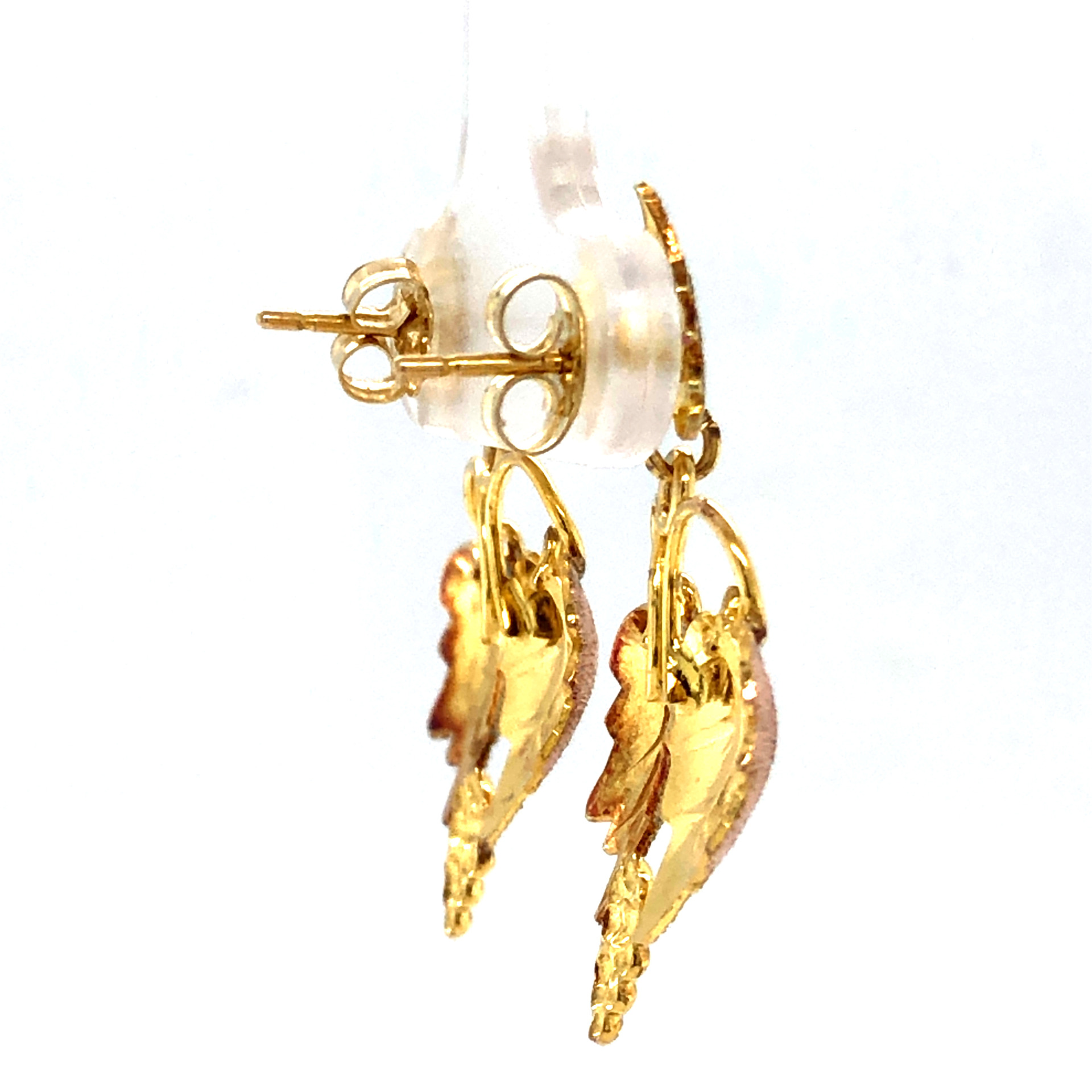 10k Black Hills Gold Leaf Leaves sale Stud Small Dangle Earrings