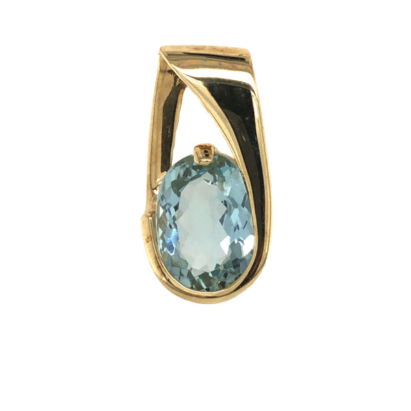 Genuine Aquamarine and Gold Slide-Style Pendant