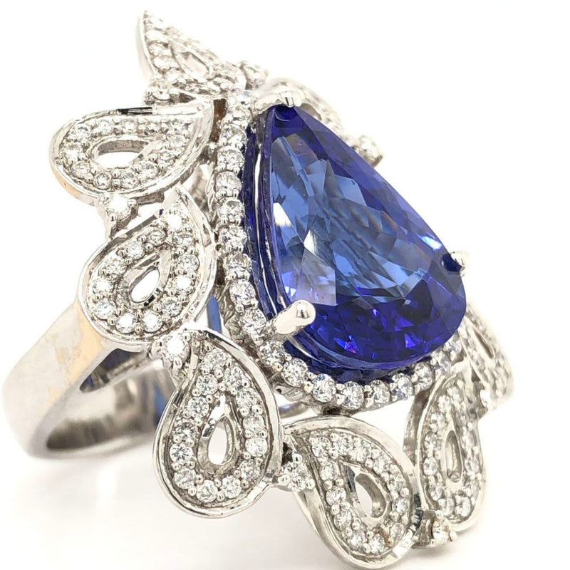 Tanzanite Statement Ring w/ Dramatic Diamond Frame