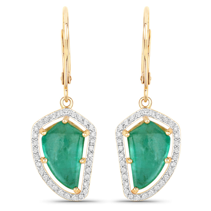 Colombian Emerald (7.05 Carats) & Diamond Earrings