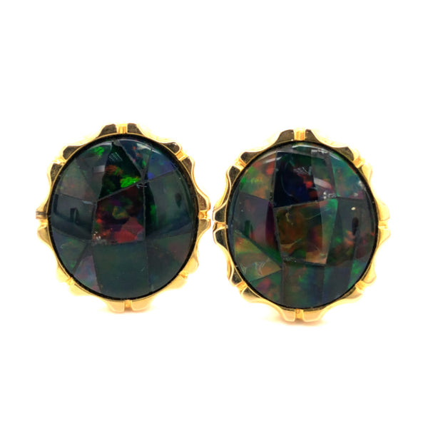 Mosaic Polychromic Opal & Gold Earrings
