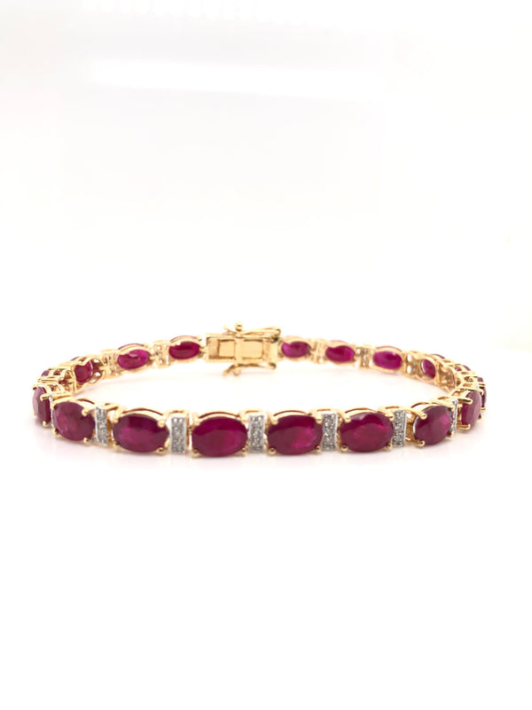 Deep Red Ruby and Diamond Bracelet