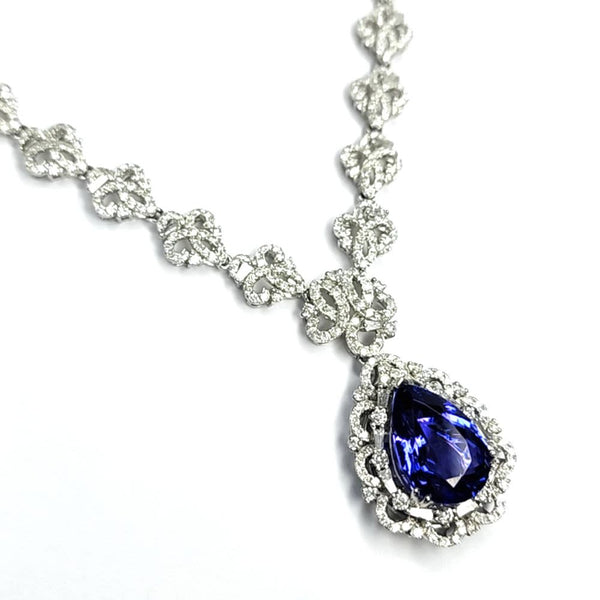 GIA Tanzanite & Diamond Necklace, SIGNED "Orianne"