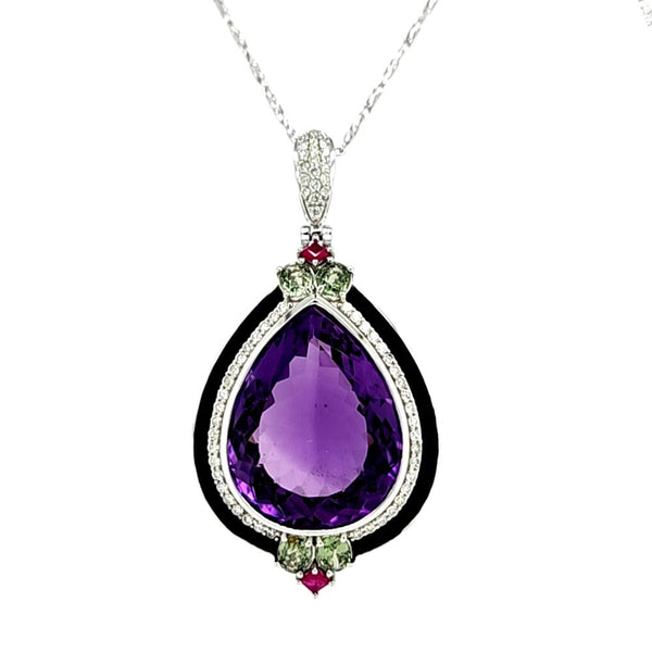 Amethyst, Sapphire, and Diamond Necklace