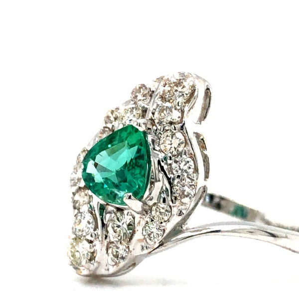 Fancy Cut Emerald and Diamond Swirl Ring