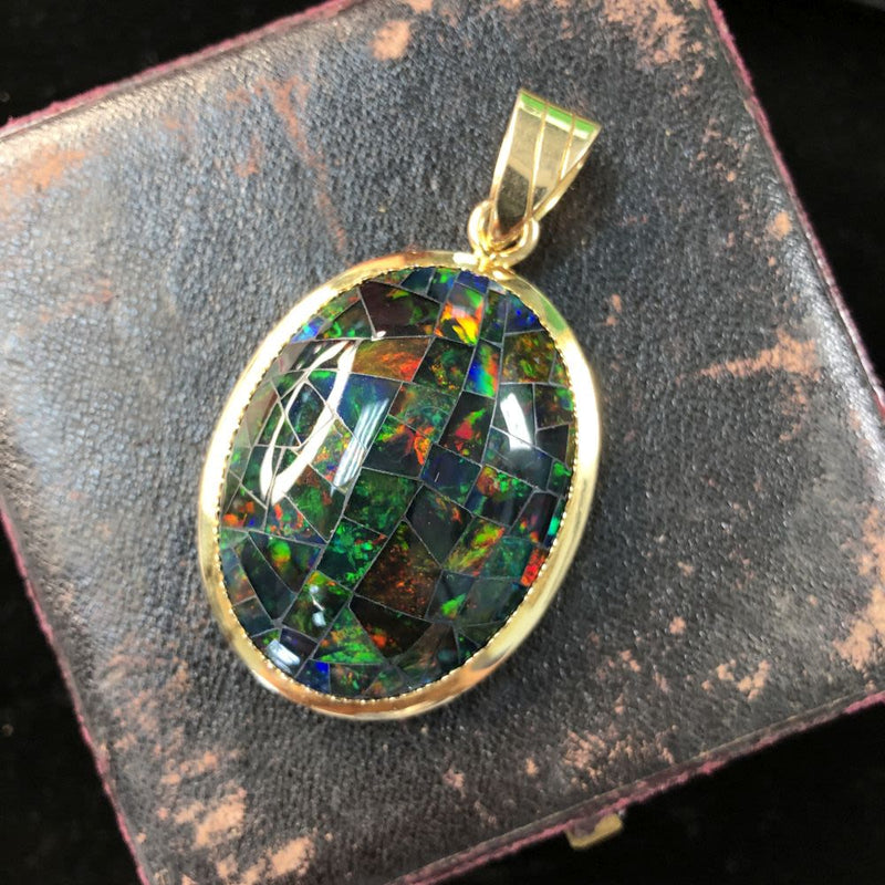 Bold & Vogue Mosaic Opal Doublet Statement Pendant