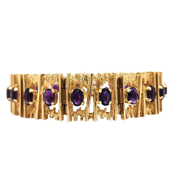 Exquisite Mid-Century Amethyst Bracelet- Brutalist