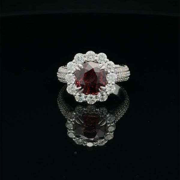 Rare-Colored Spinel & Impressive Diamond Halo Ring