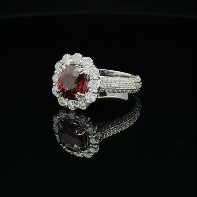 Rare-Colored Spinel & Impressive Diamond Ring, Certified