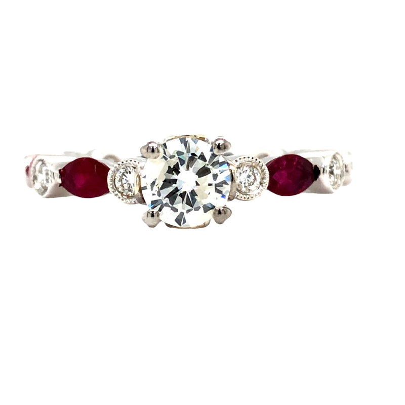 .52CT Diamond Solitaire w/Ruby & Diamond Shoulders