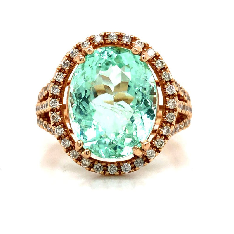 GIA Prized Paraiba Tourmaline & Diamond Halo Ring