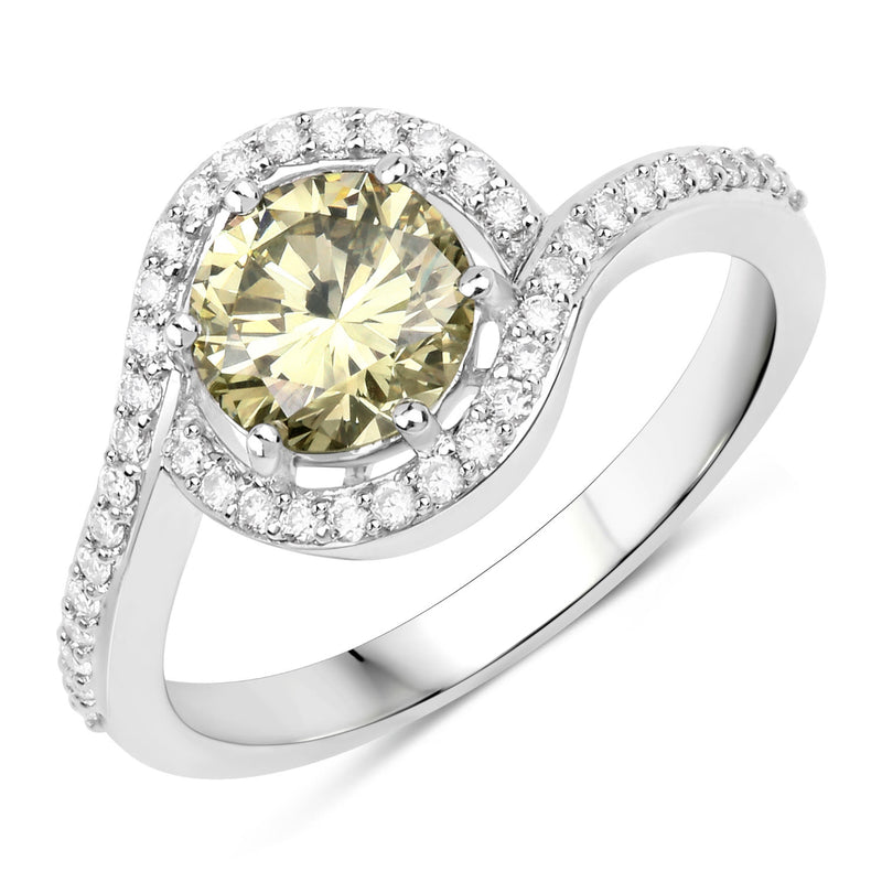 IGI Fancy Med Yellow Diamond in Diamond Swirl Ring