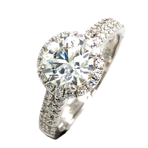 GIA Certified 1.31 Solitaire Diamond Halo Ring