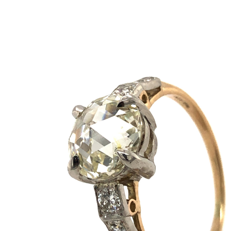Rose-Cut 1.60 CT Diamond Solitaire Cathedral Ring