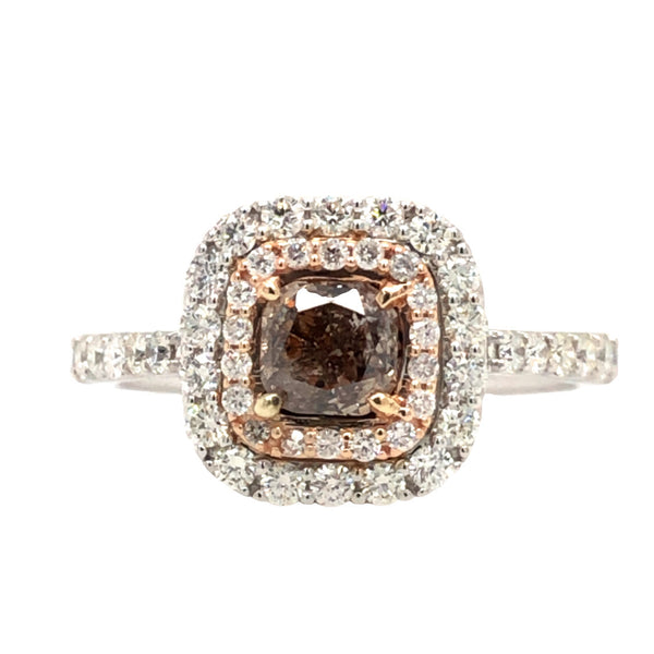 GIA Certified Fancy Brownish Purplish-Pink Diamond Halo Ring