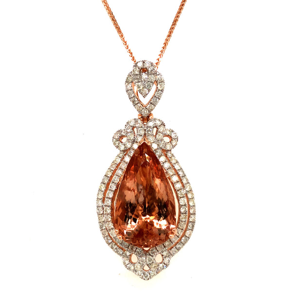 Morganite Necklace & Art Nouveau Diamond Frame