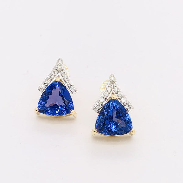 Tanzanite Earrings with Diamond Chevrons