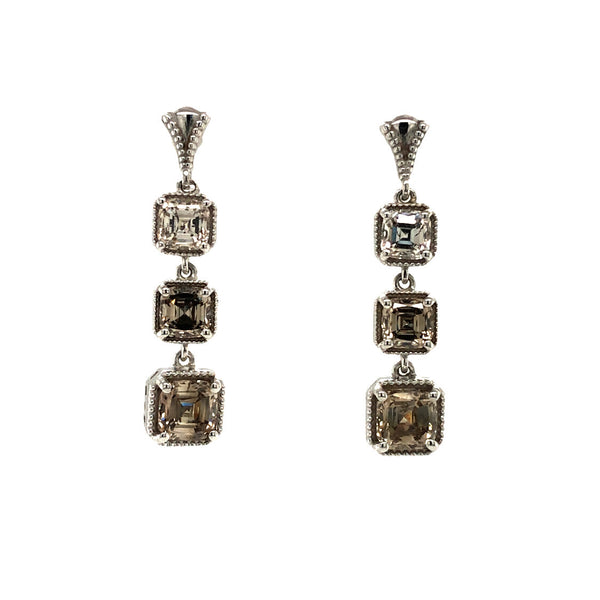 Asscher-Cut, Natural Fancy Color Diamond Dangle Earrings