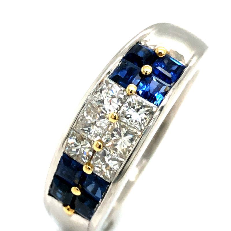 Diamond and Blue Sapphire Band