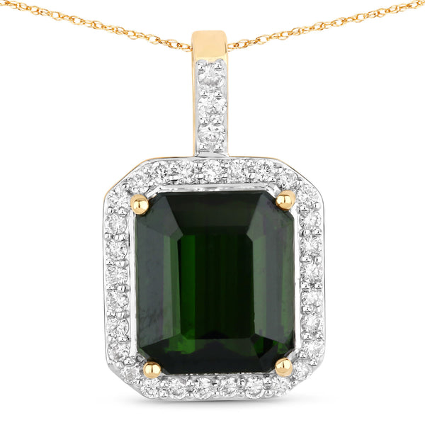 Tourmaline & Diamond Pendant, Certified and Appraised