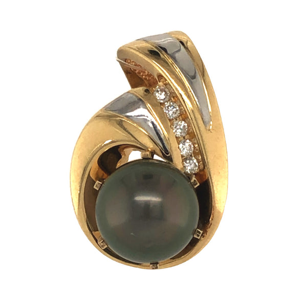 Dark Gray Tahitian Pearl and Diamond Slide Pendant