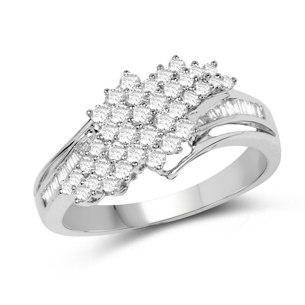 Waterfall Cluster Diamond Ring - Bypass Design