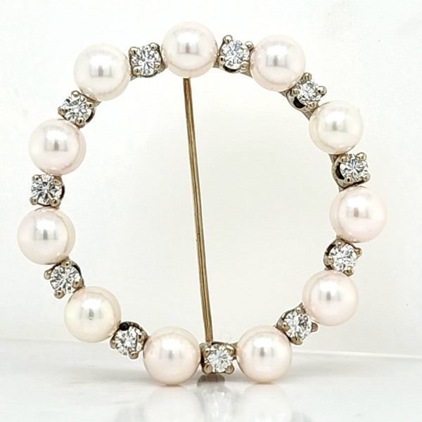 Vintage Diamond and Pearl Brooch - Mothers Size
