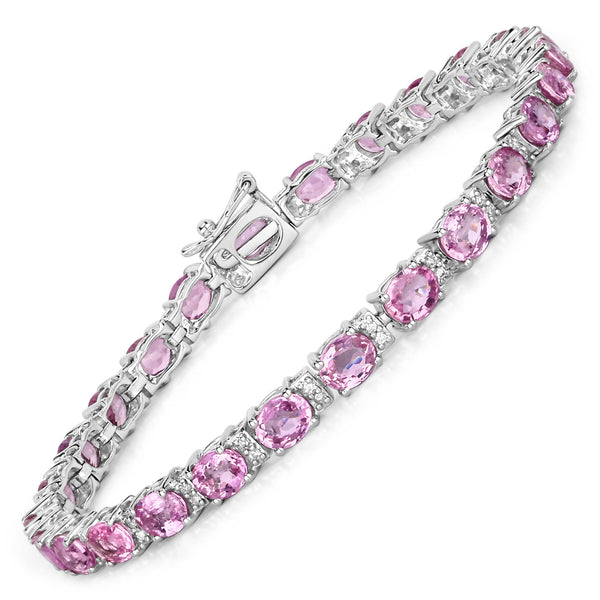 Pink Sapphire and Diamond Gemstone Tennis Bracelet