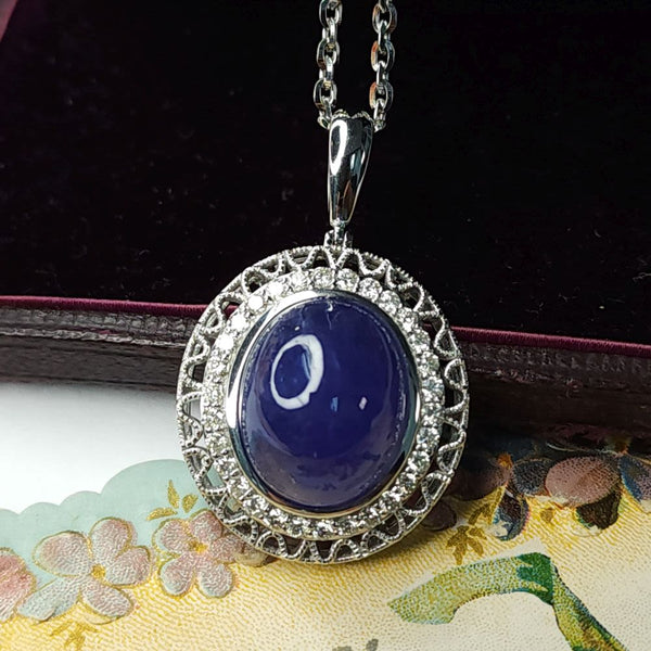 Oscar Friedman Tanzanite and Diamond Halo Necklace