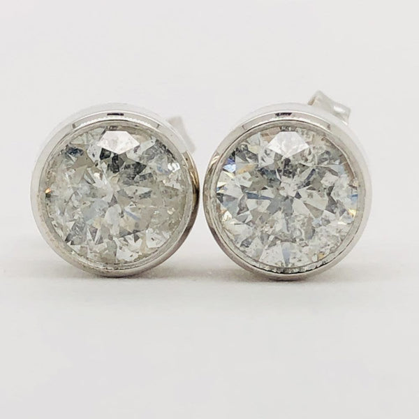 Bezel-Set Diamond Solitaire Stud Earrings