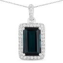 Elegant Teal Blue Tourmaline and Diamond Pendant