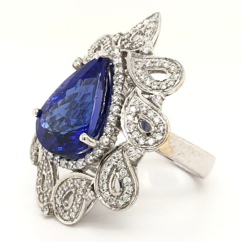 Tanzanite Statement Ring w/ Dramatic Diamond Frame