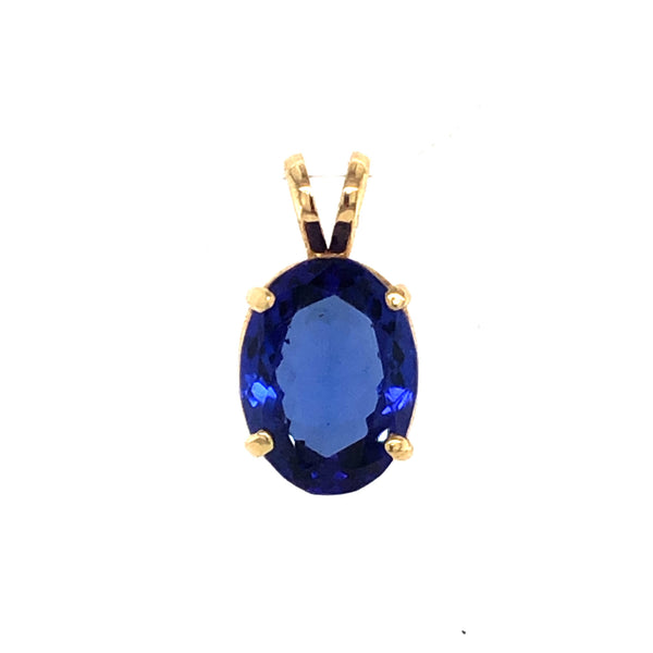 14k Oval Cut Purplish- Blue Gemstone Pendant