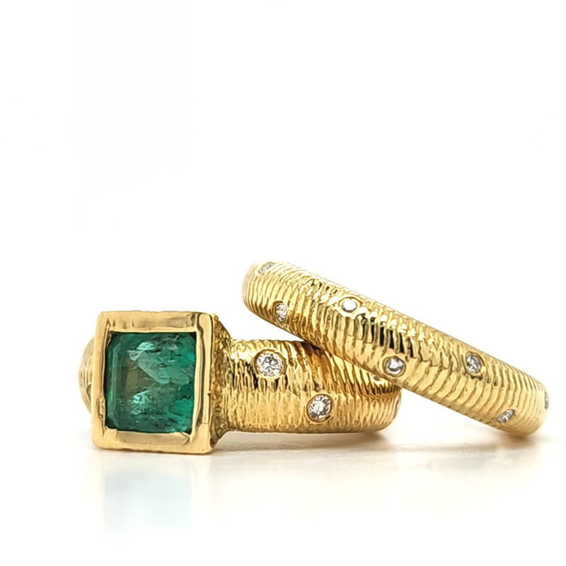 Emerald & Diamond Ring Set - House of Paul Morelli