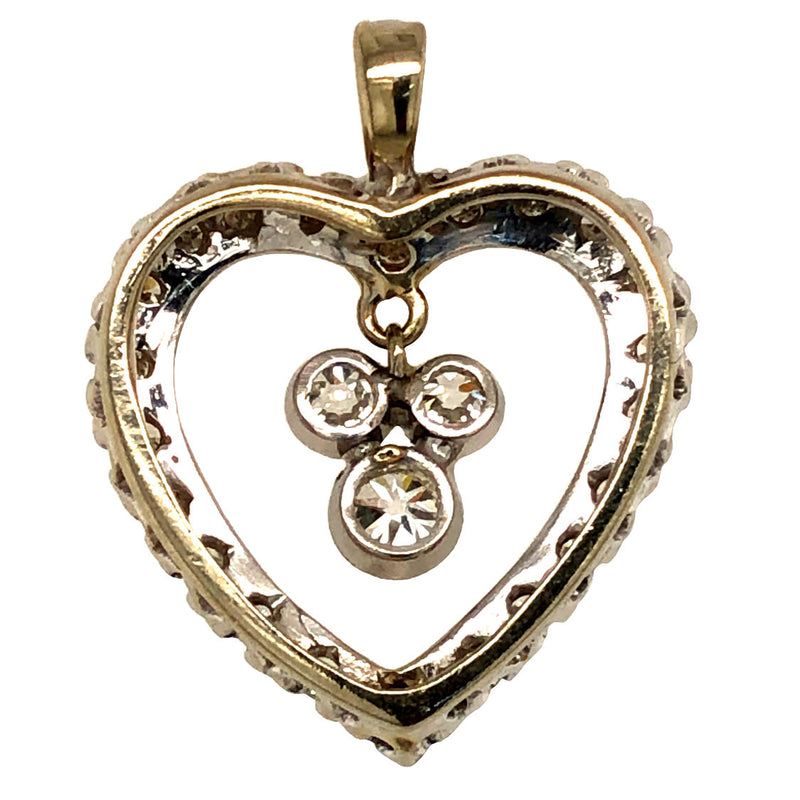 Heart and Trefoil Old Mine-Cut Diamond Pendant