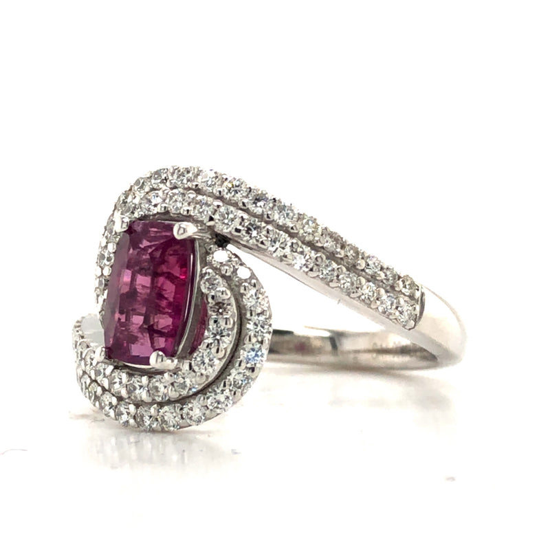 GIA Unheated Kashmir Pink Sapphire & Diamond Ring