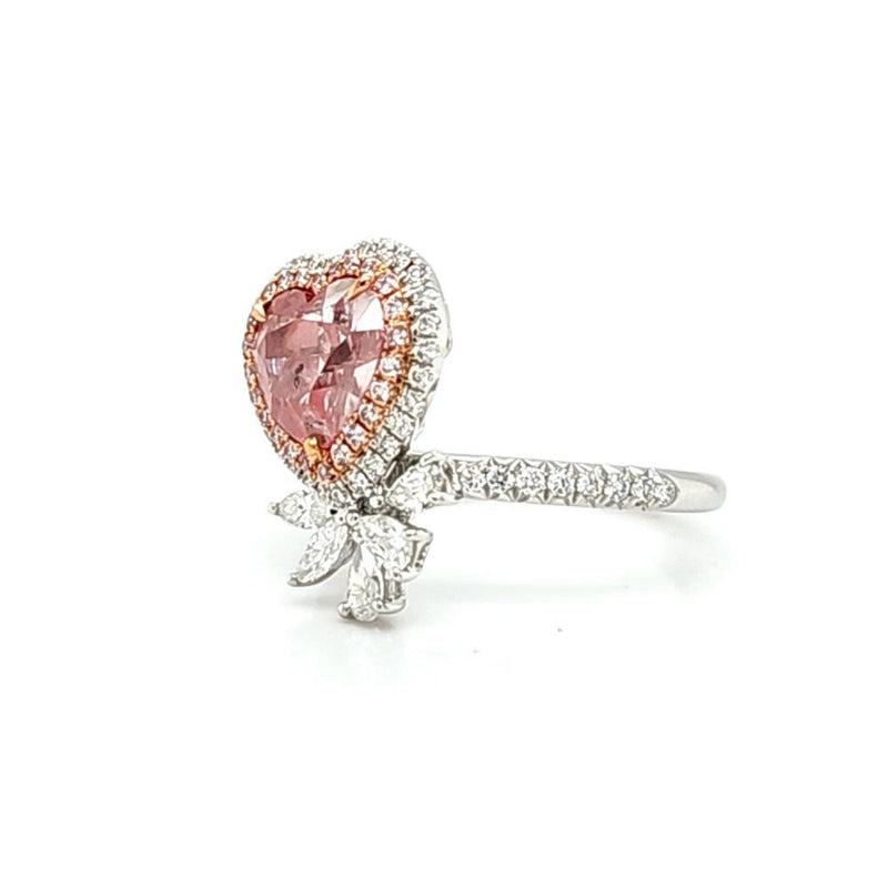 Heart-Cut Pinkish Diamond Ring, Certified by GIA