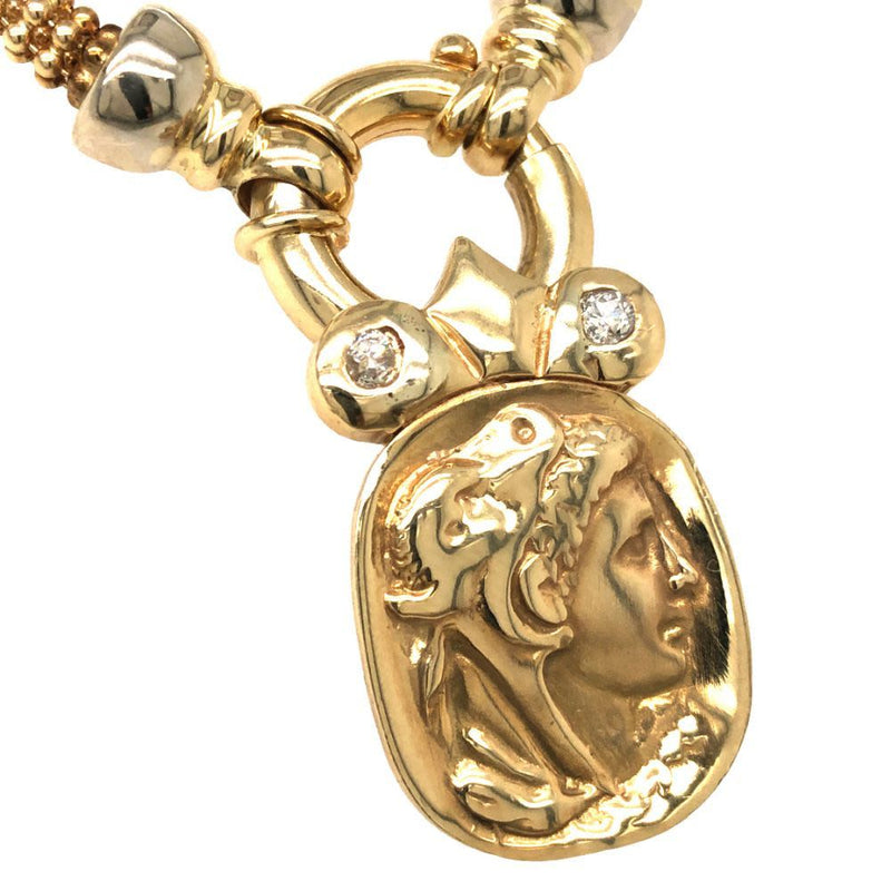 Etruscan Revival Repousse' Gold & Diamond Necklace