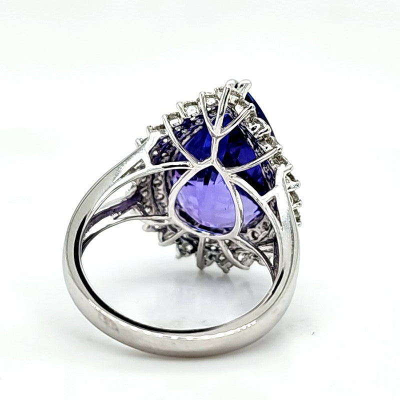 Designer Tanzanite and Platinum Diamond Ring - GIA