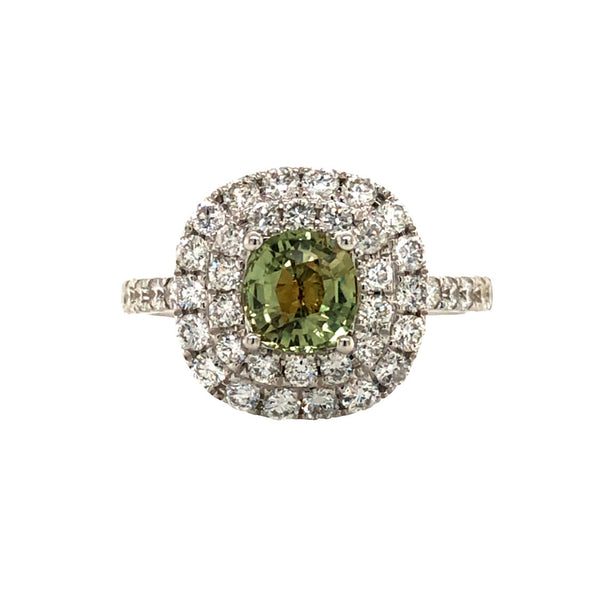 Exotic GIA Alexandrite & Tiered Diamond Halo Ring