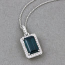 Elegant Teal Blue Tourmaline and Diamond Pendant
