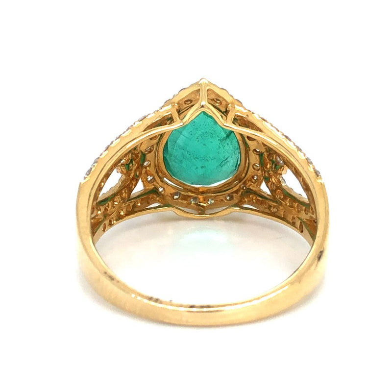 Emerald Ring with Diamond Halo - Gem AA Quality