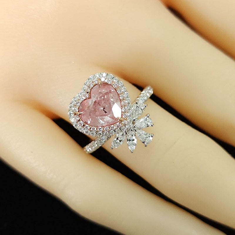 Heart-Cut Pinkish Diamond Ring, Certified by GIA