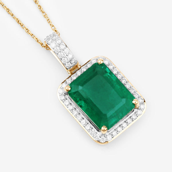 Diamond-Framed Emerald Pendant with Diamond Bail