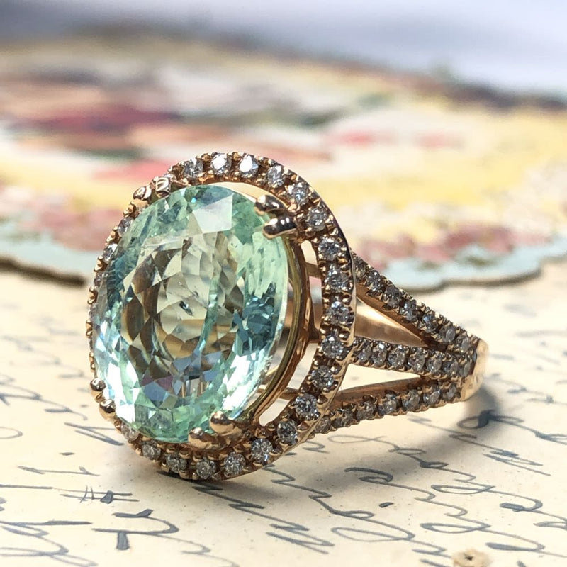 GIA Prized Paraiba Tourmaline & Diamond Halo Ring