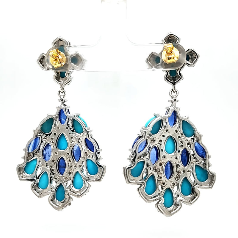 Stunning Turquoise, Kyanite, and Diamond Earrings