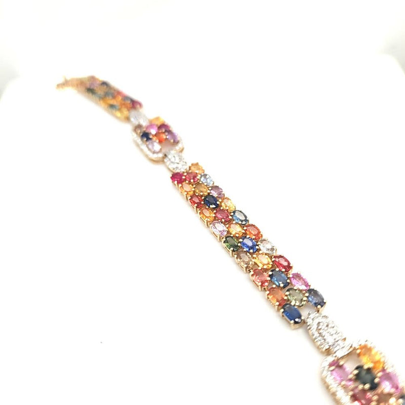 Fancy Colored Sapphire and Diamond-Frame Bracelet