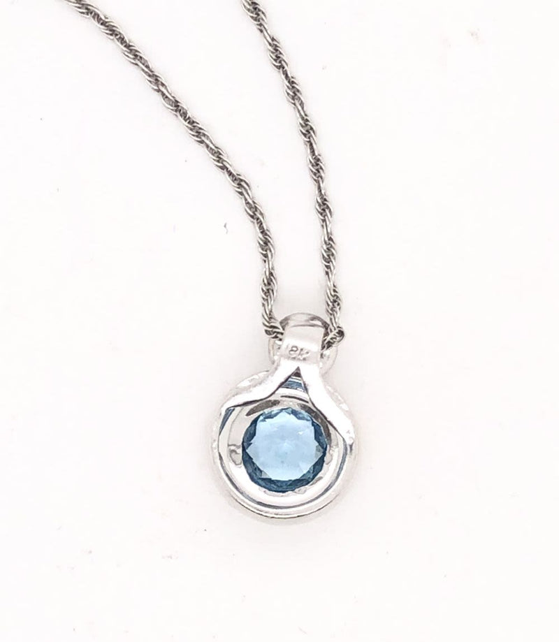 Delightful Blue Topaz Pendant & Diamond Accent